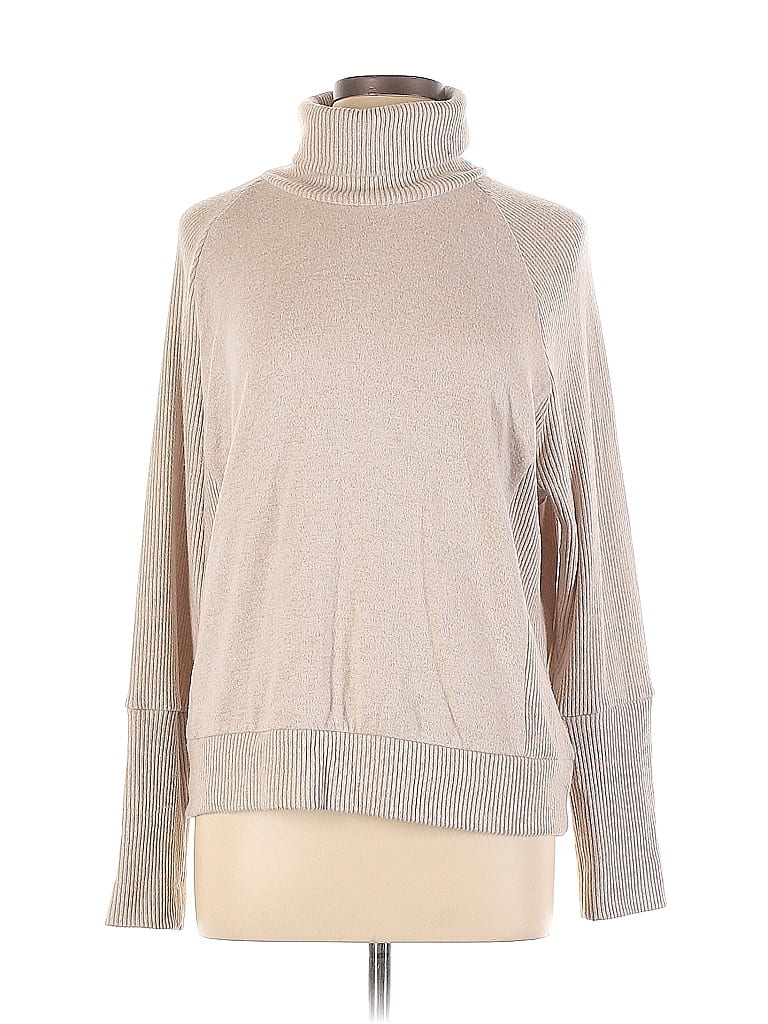 Evereve Color Block Solid Tan Turtleneck Sweater Size L - 74% off | thredUP