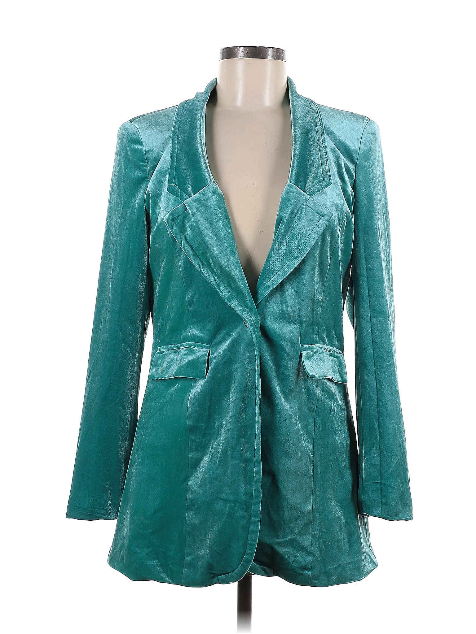 Fashion Nova Solid Teal Blazer Size M 50 off thredUP