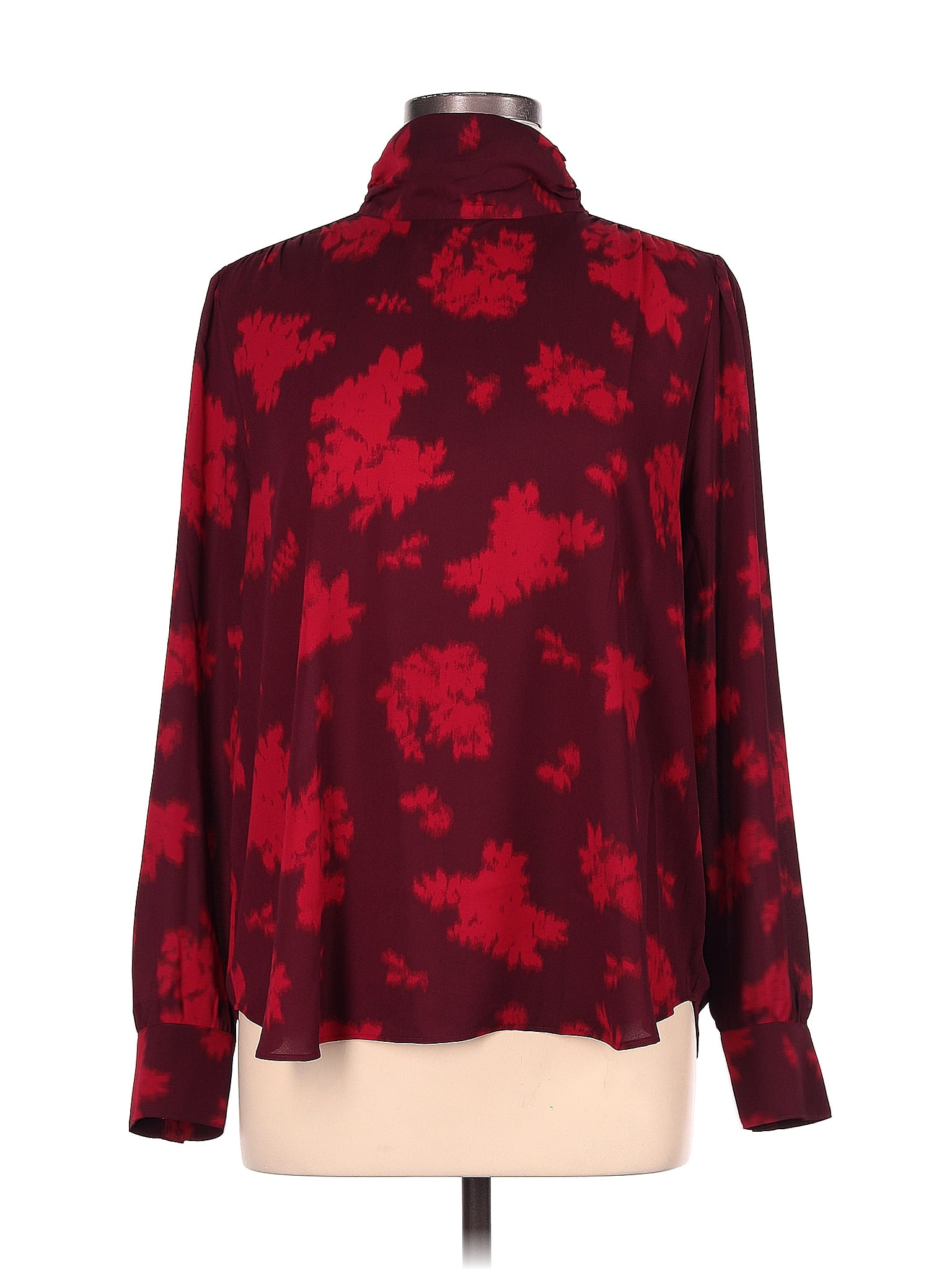 Ann Taylor 100% Polyester Burgundy Long Sleeve Blouse Size L - 70% off ...