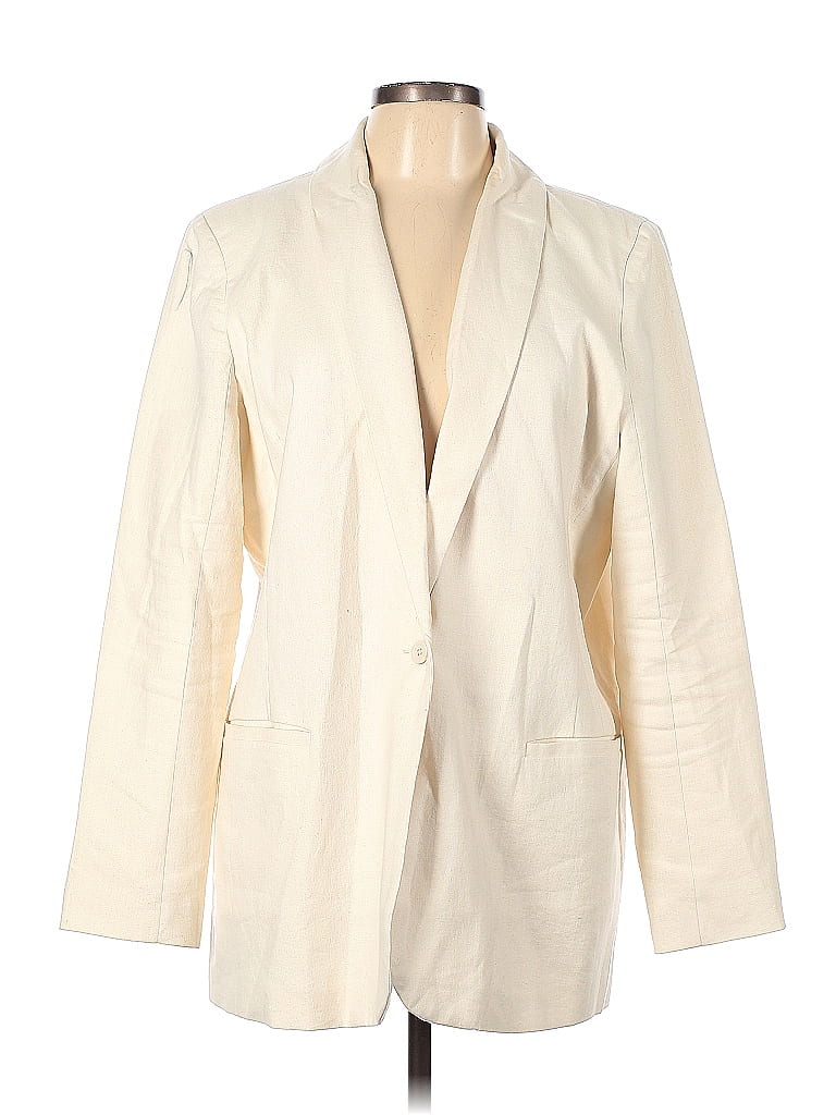 Abercrombie 100% Cotton Solid Ivory Blazer Size L - 65% off | thredUP