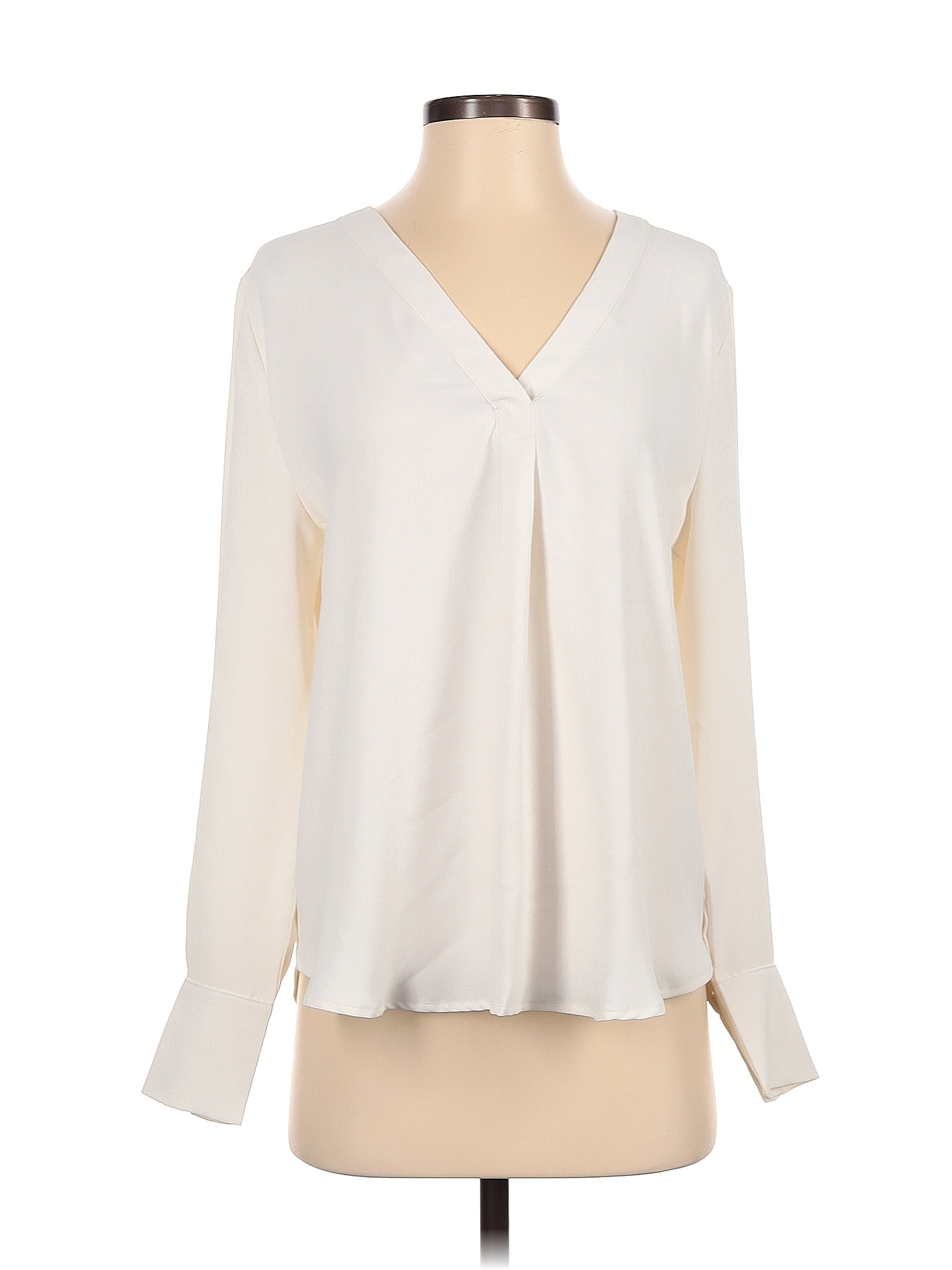 Ann Taylor Solid Ivory Long Sleeve Blouse Size S 72 Off Thredup