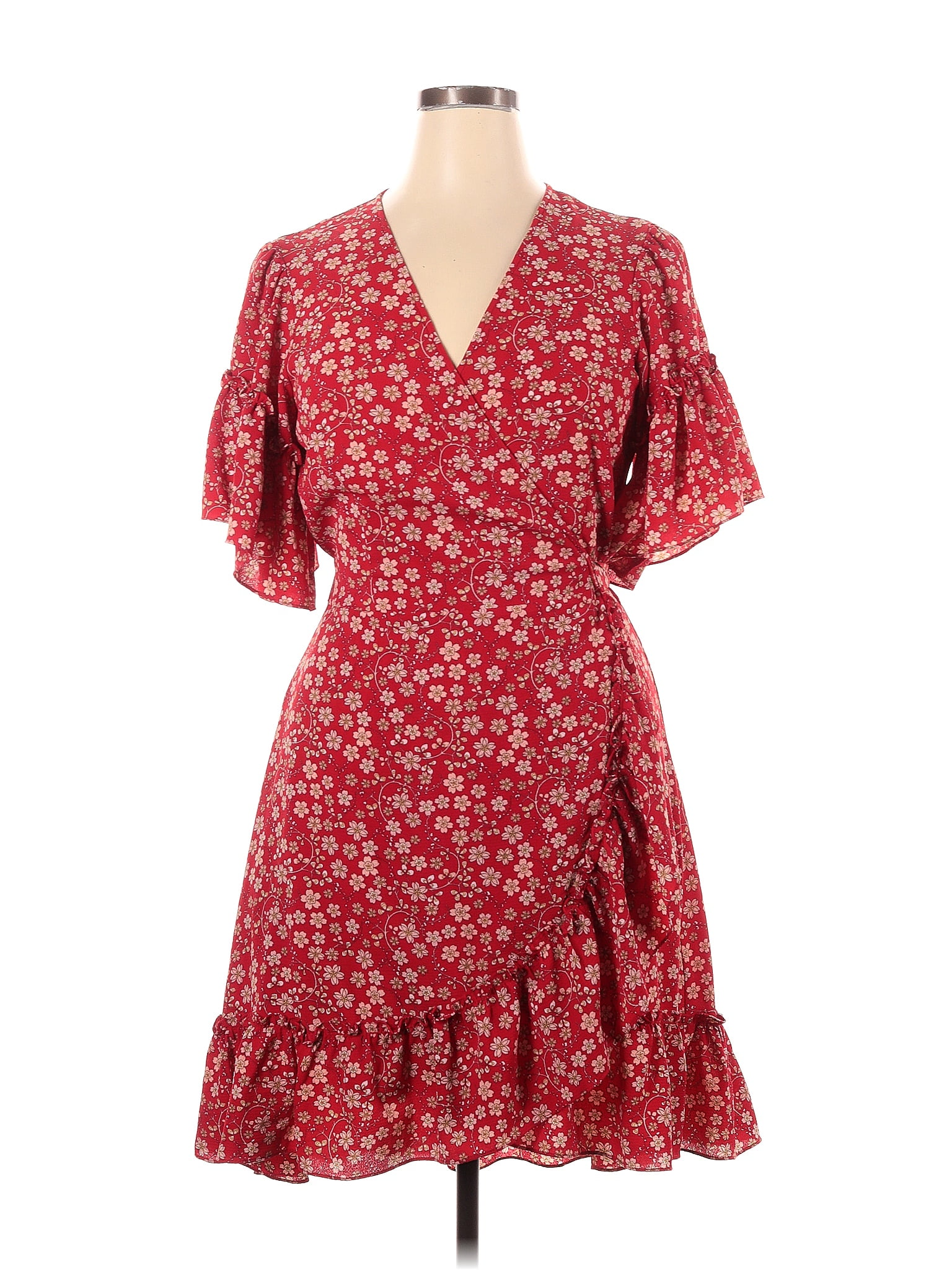 Max Studio Floral Red Burgundy Casual Dress Size XL - 64% off | thredUP