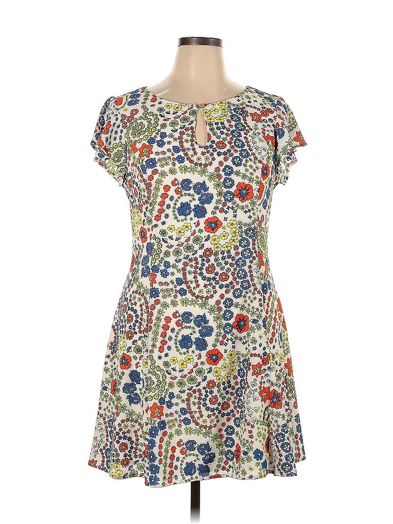 ModCloth 100% Polyester Multi Color Ivory Casual Dress Size XL - 53% ...