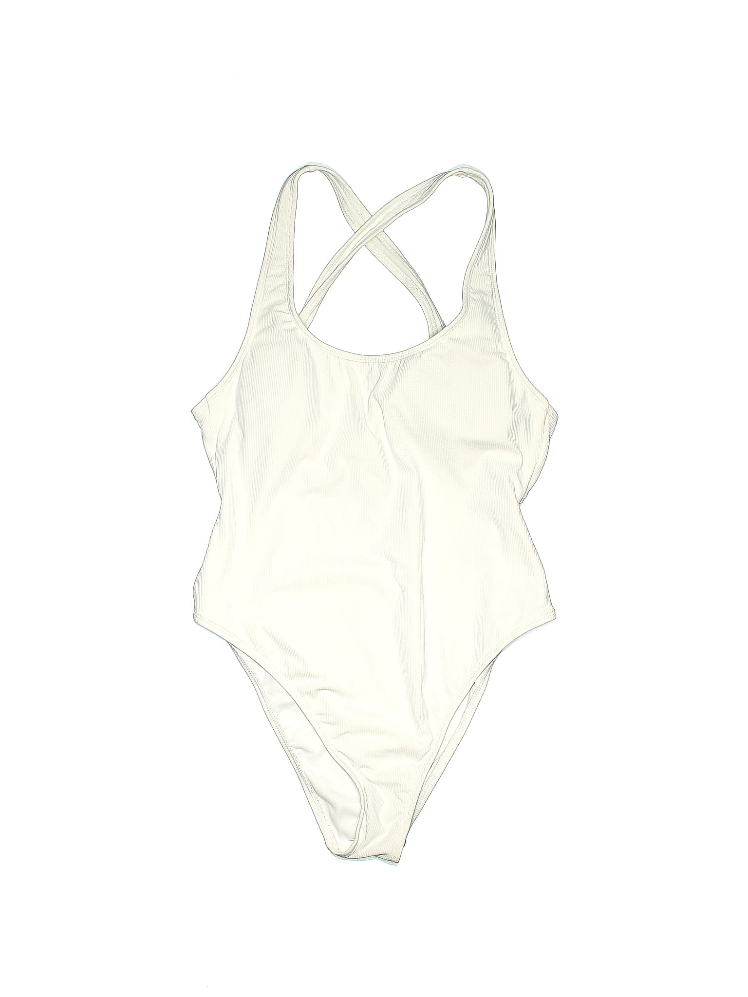 Xhilaration 100% Recycled Plastic Solid White Ivory One Piece Swimsuit