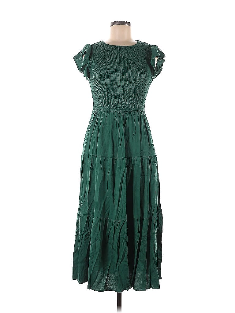 Merokeety 100% Rayon Solid Green Casual Dress Size M - 44% off | thredUP