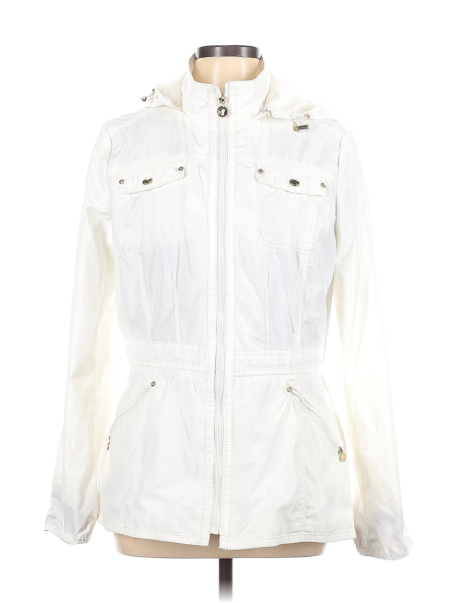 Laundry by Shelli Segal 100 Polyester Solid White Jacket Size L 78