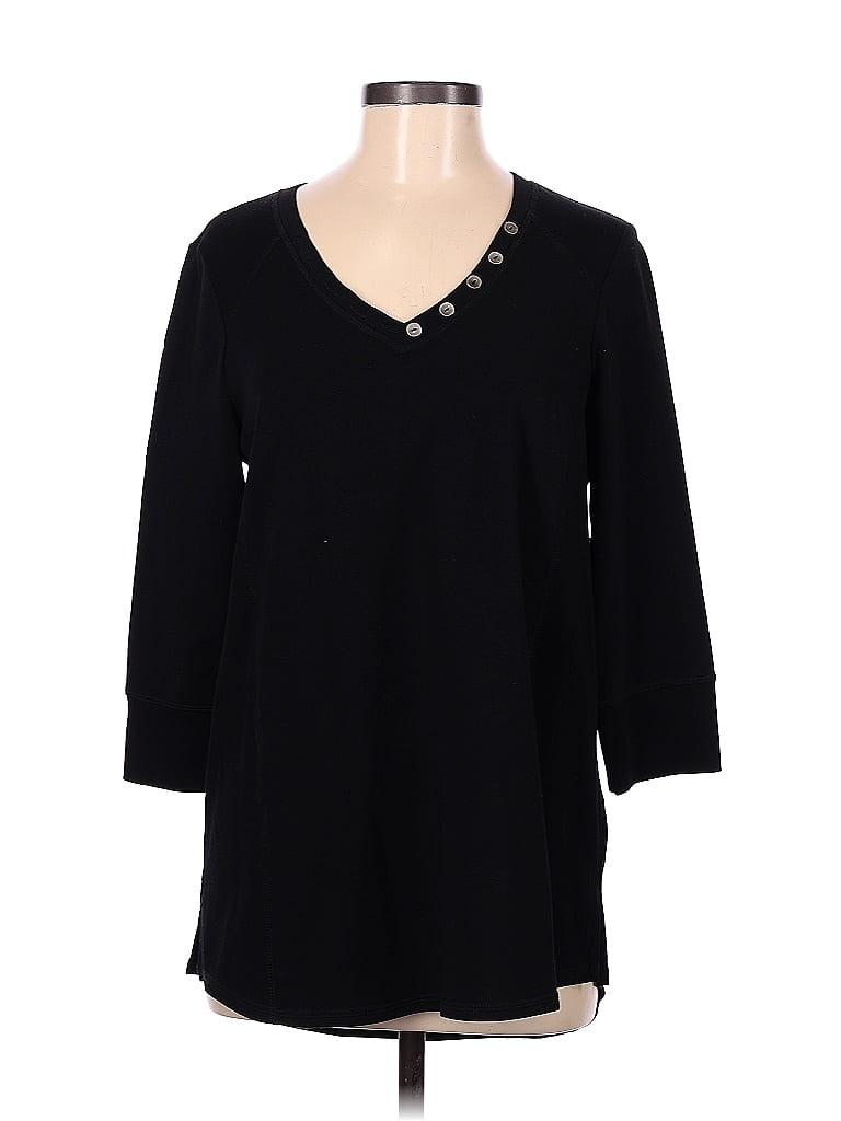 Chico's Solid Black 3/4 Sleeve Blouse Size Med (1) - 81% off | thredUP