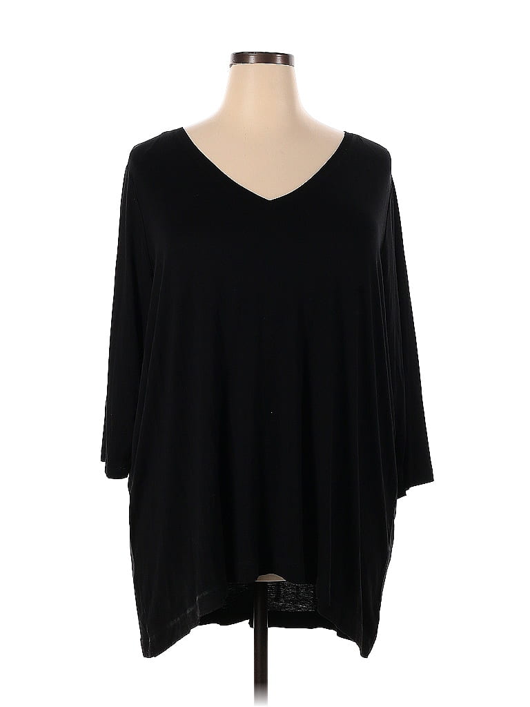 Kenar Solid Black 3/4 Sleeve T-Shirt Size 3X (Plus) - 70% off | thredUP
