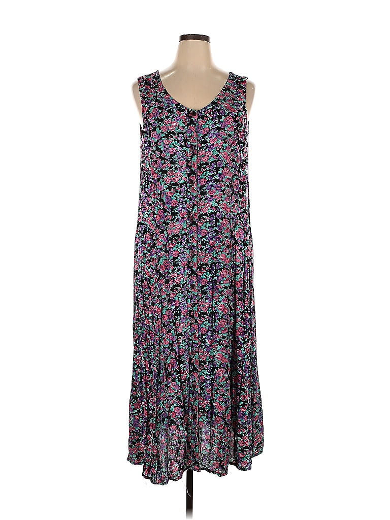 Blair 100% Viscose Rayon Floral Multi Color Purple Casual Dress Size XL ...