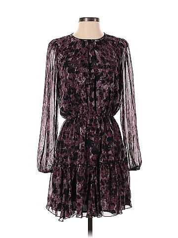 Allison Joy 100 Polyester Multi Color Purple Casual Dress Size S