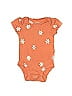 Carter's 100% Cotton Floral Floral Motif Batik Orange Short Sleeve Onesie Newborn - photo 1