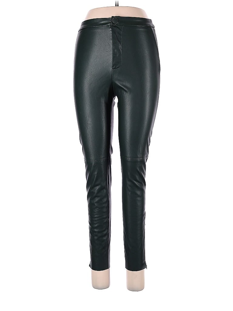 A New Day 100% Polyester Solid Black Faux Leather Pants Size 10 - 55% off