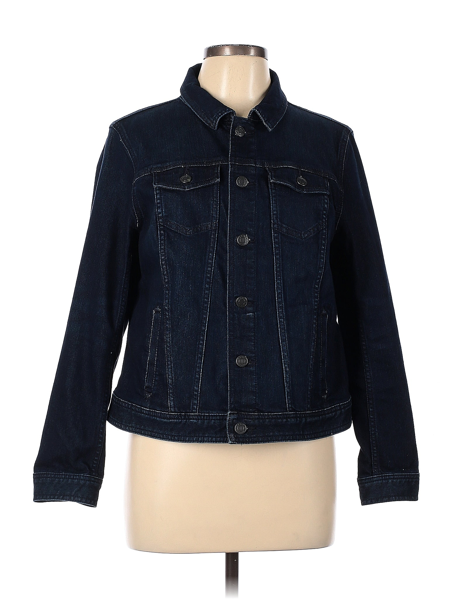 Talbots Solid Blue Denim Jacket Size L (Petite) - 72% off | thredUP