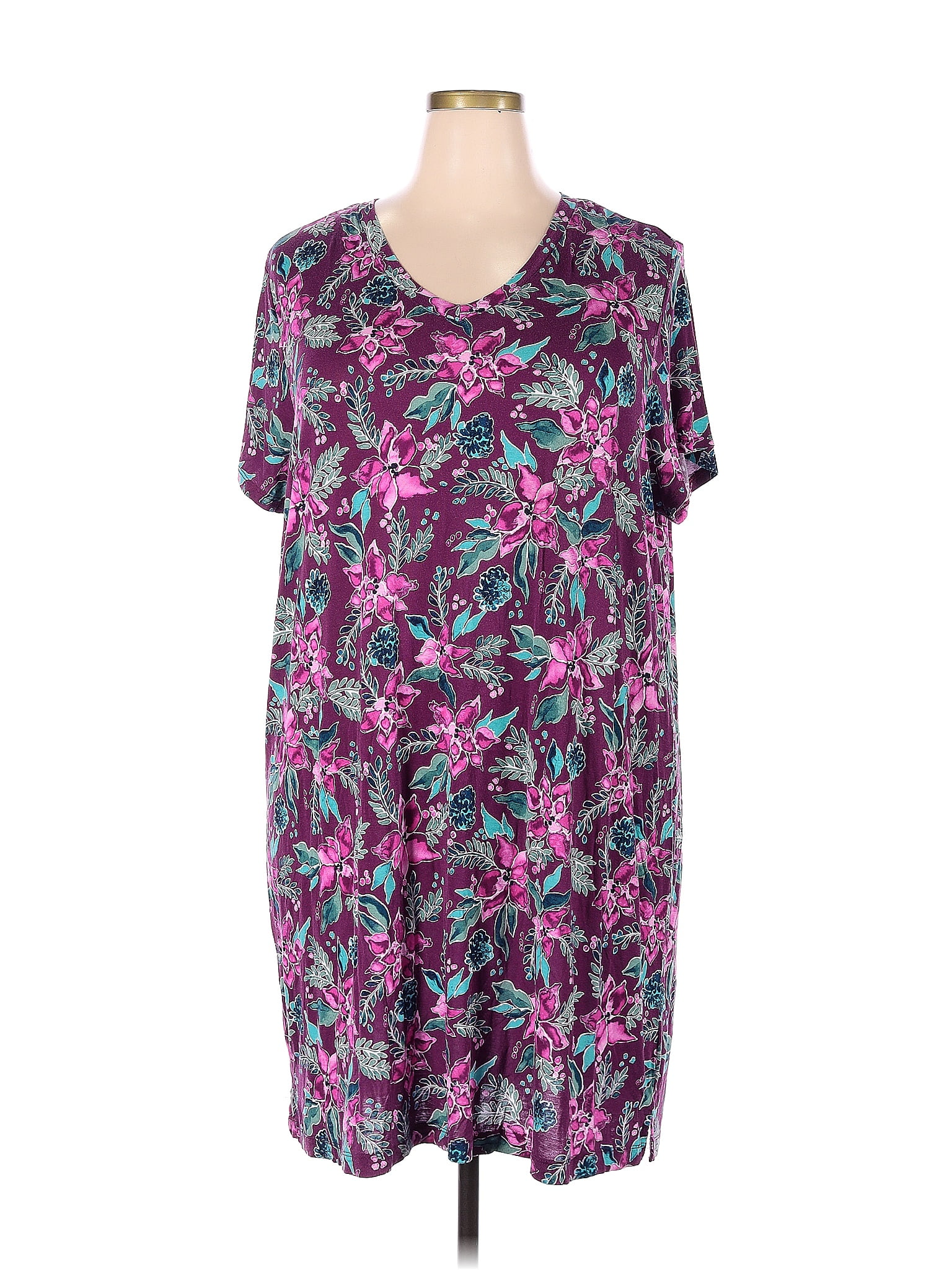 Jockey Floral Multi Color Purple Casual Dress Size 3X (Plus) - 50% off ...