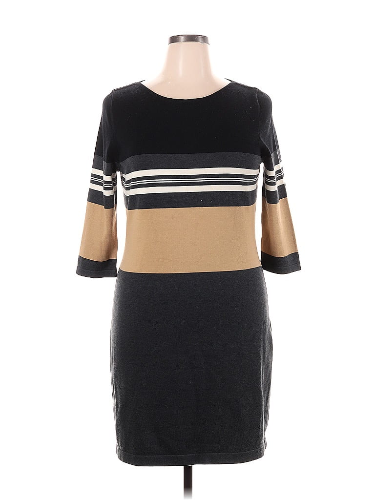 Calvin Klein Color Block Stripes Black Casual Dress Size XL - 73% off