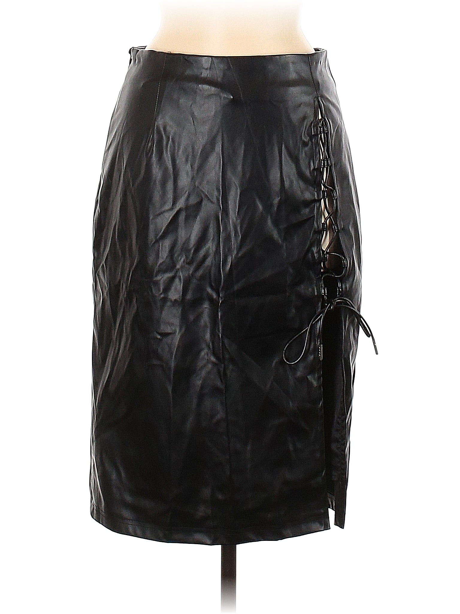 Jupe En Simili Cuir Noir Miss Sixty - Taille M, Occasion En Bon état Pour Collection Ou Shooting