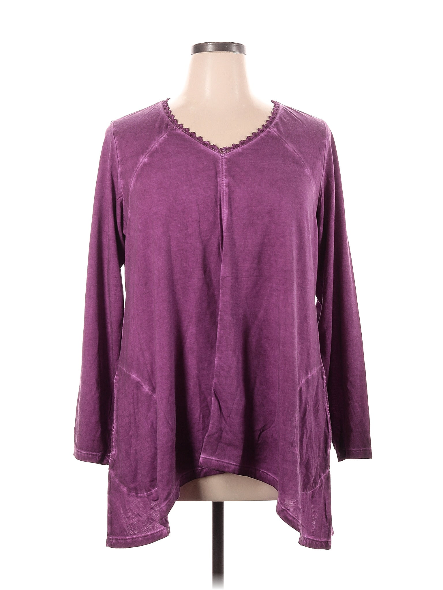 Logo By Lori Goldstein Solid Purple Long Sleeve Top Size 1x Plus 61