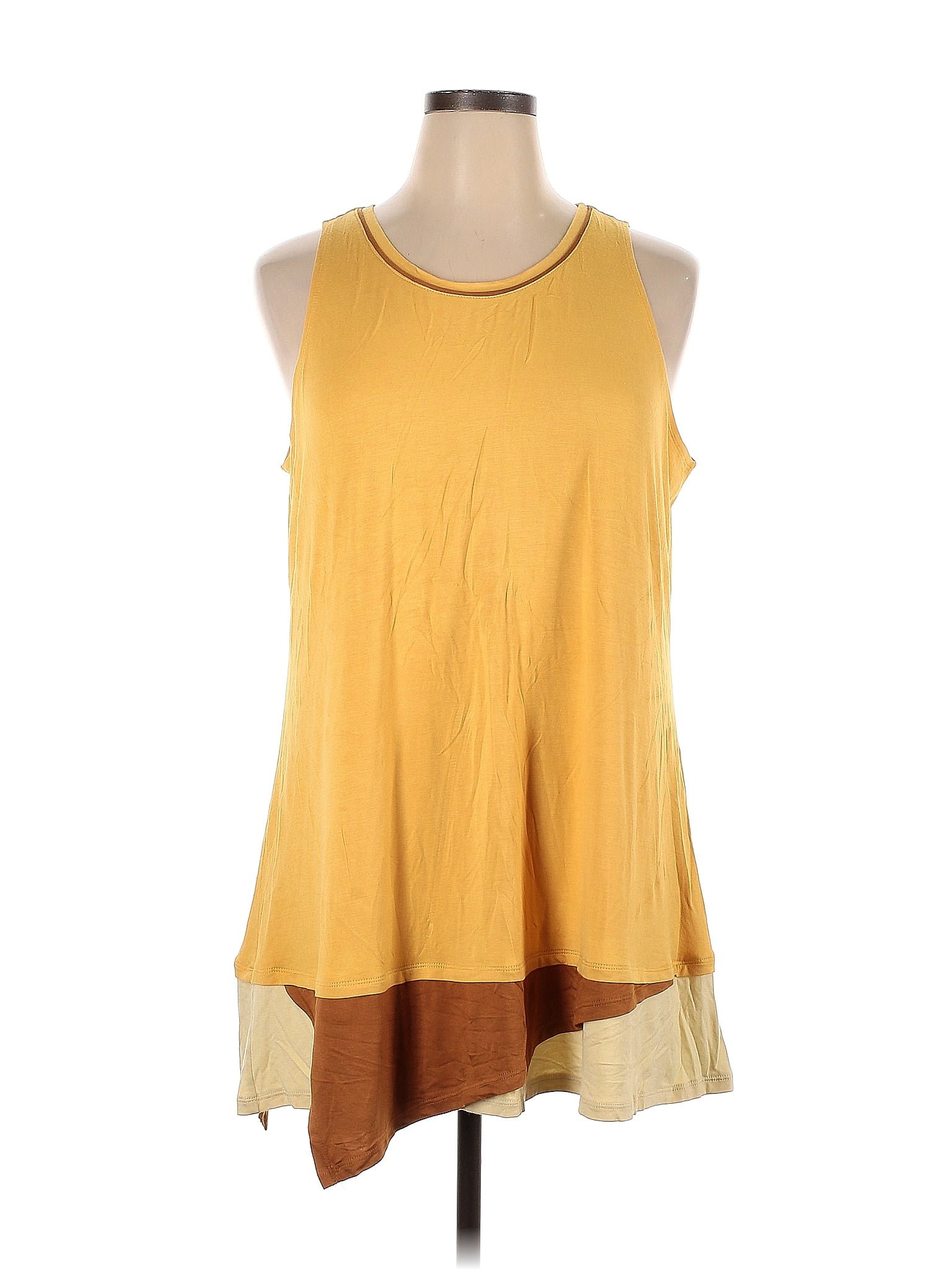 Logo By Lori Goldstein Color Block Solid Yellow Sleeveless Top Size Xl