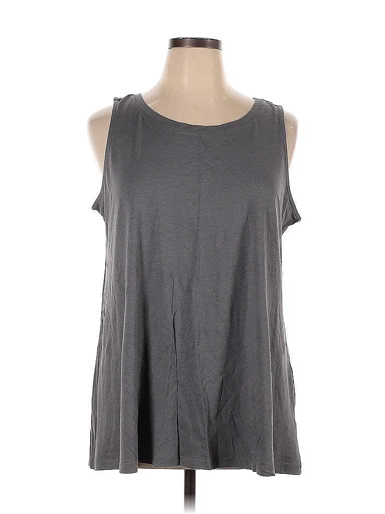 LOGO by Lori Goldstein Solid Gray Tank Top Size 1X (Plus) 66 off