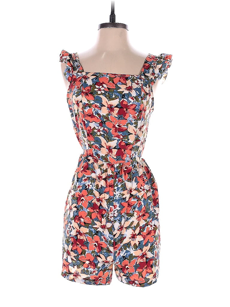 Shein 100 Polyester Floral Multi Color Red Romper Size 6 50 off