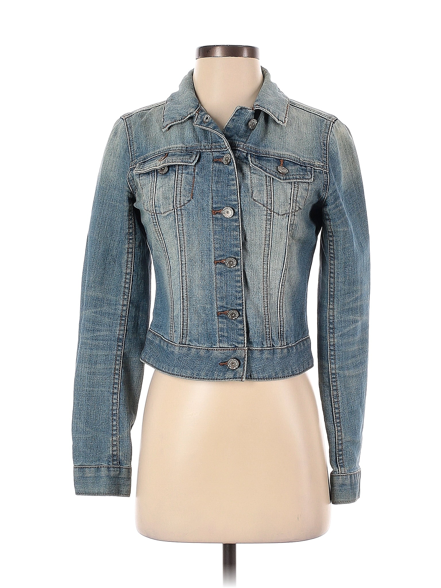 Almost Famous Solid Blue Denim Jacket Size S 55 Off Thredup