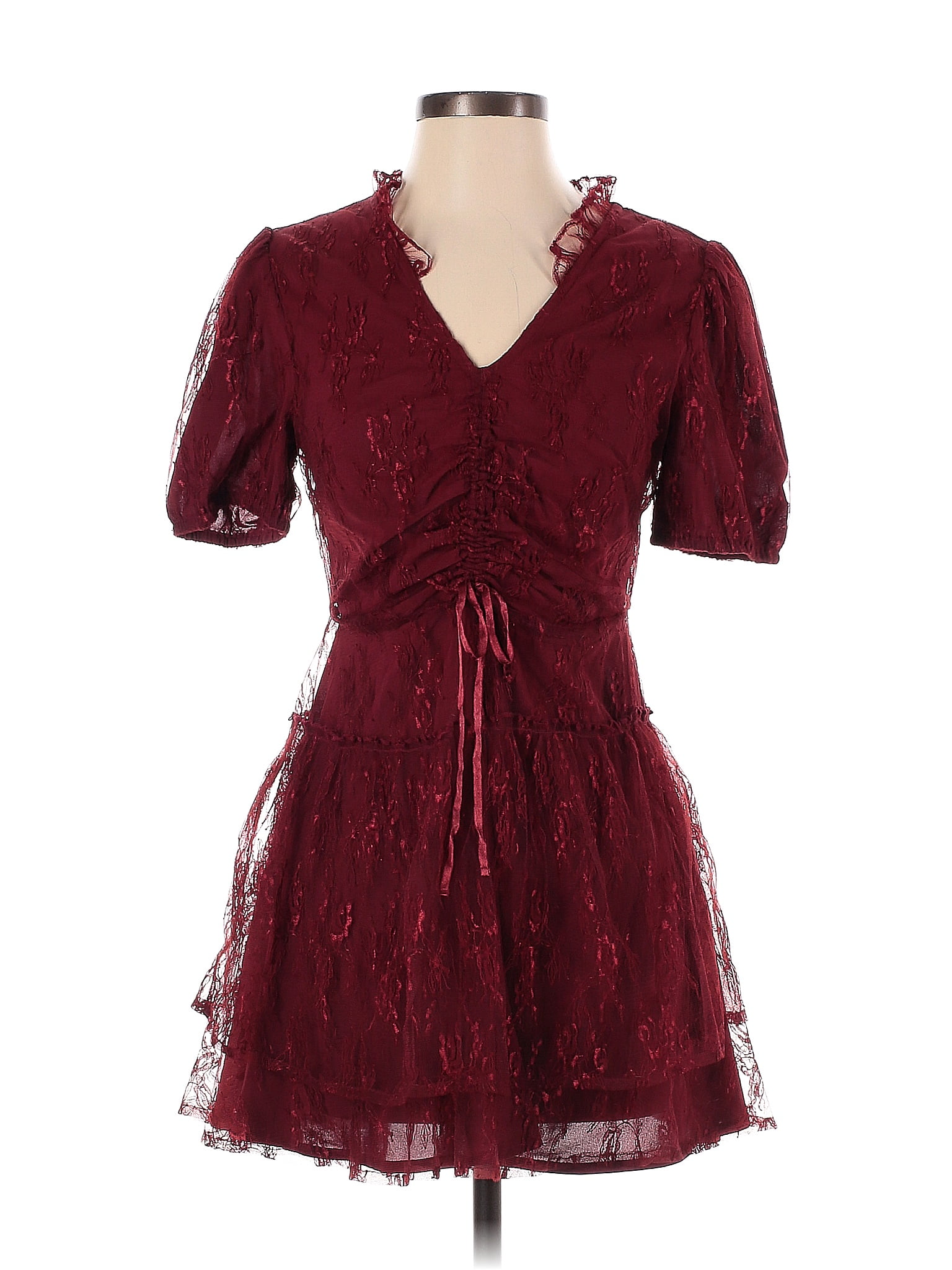 Tularosa 100 Nylon Solid Maroon Burgundy Casual Dress Size S 75 Off