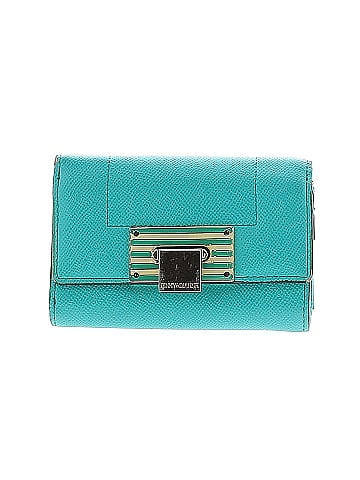 Pinky and Dianne 100% Leather Solid Blue Teal Leather Wallet One
