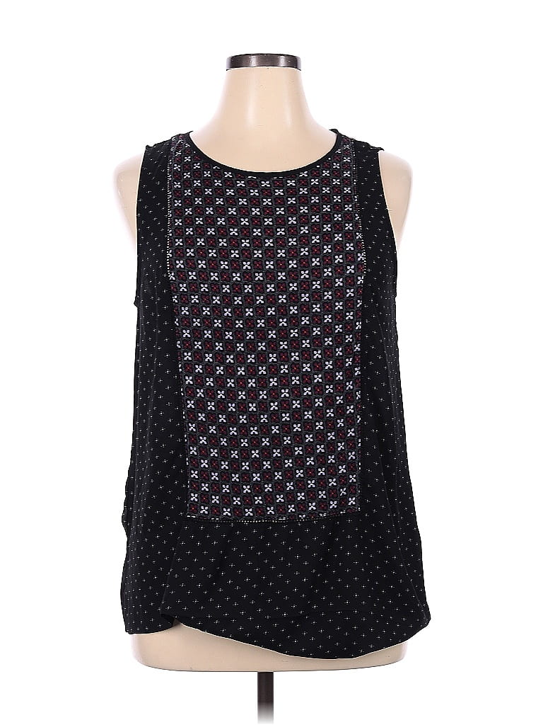 Ann Taylor LOFT 100% Rayon Color Block Polka Dots Black Sleeveless ...