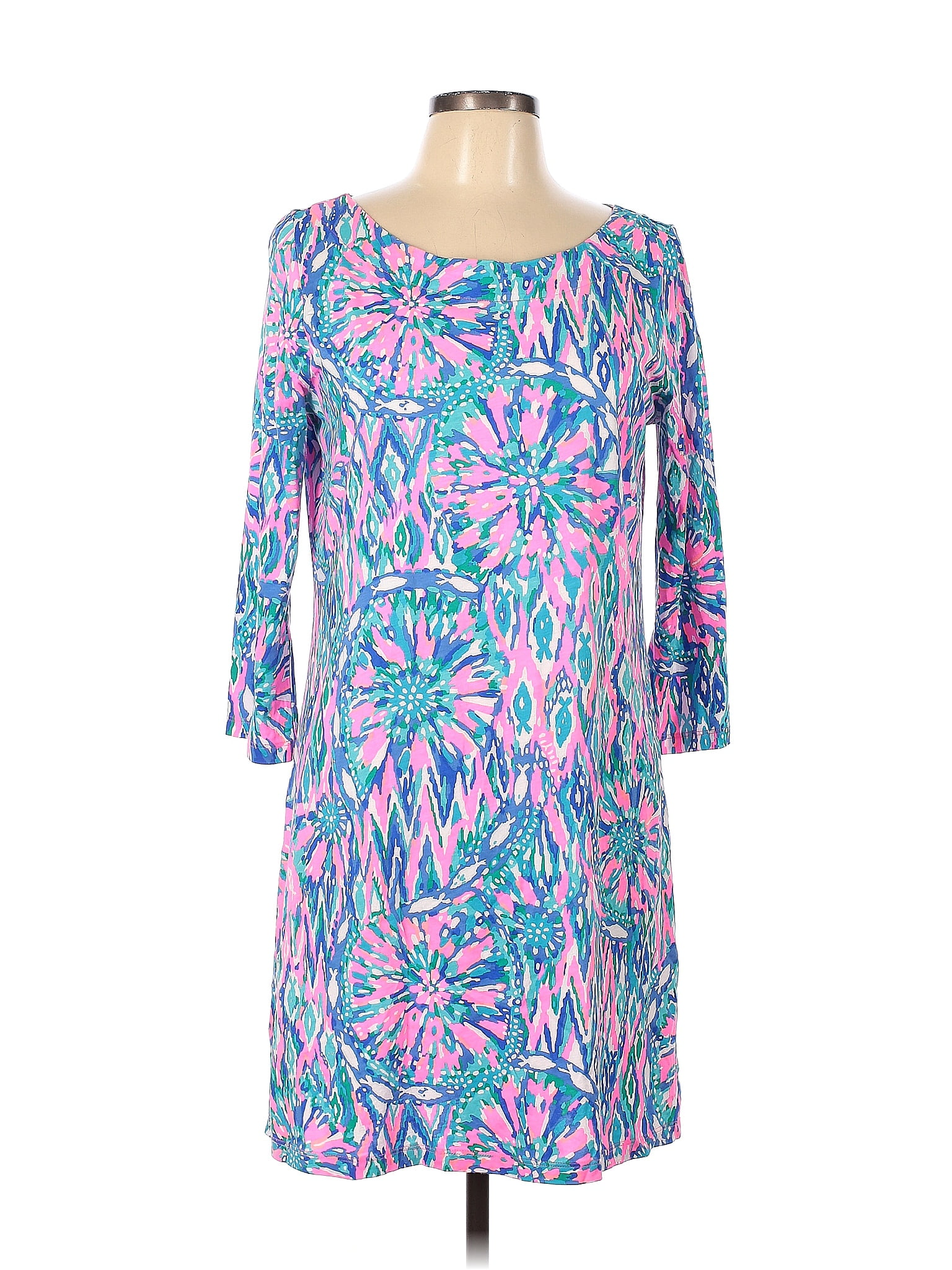 Lilly Pulitzer 100 Cotton Blue Casual Dress Size L 60 Off Thredup