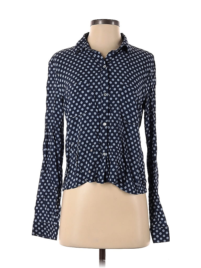 Zara Polka Dots Blue Long Sleeve Button-Down Shirt Size S - 61% off ...