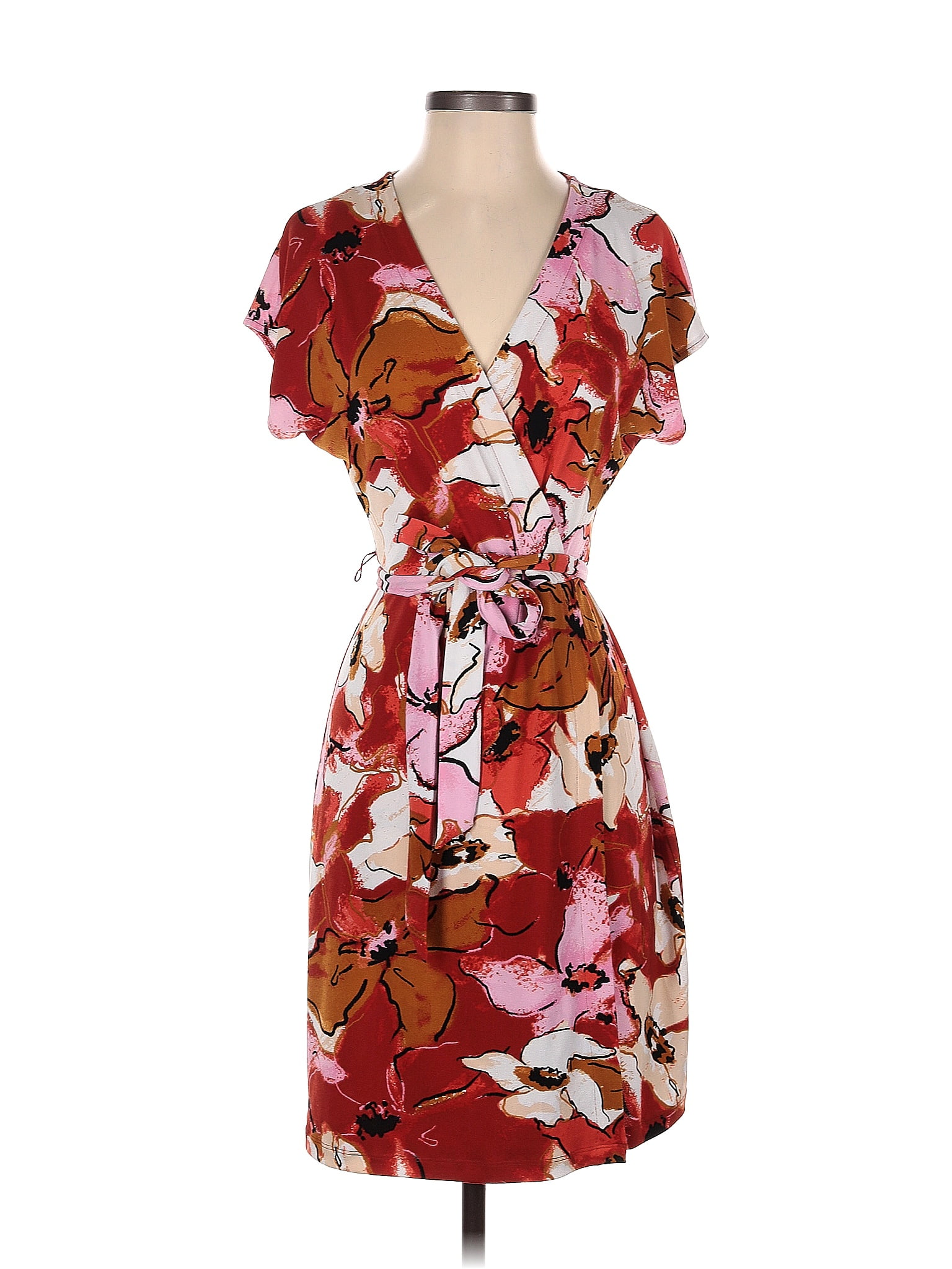 Nine West Floral Multi Color Burgundy Casual Dress Size S - 71% off ...