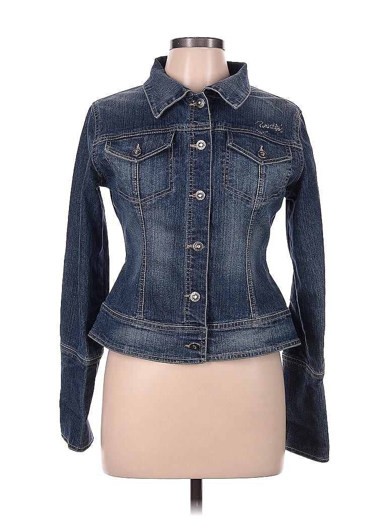 Candie's Solid Blue Denim Jacket Size M - 64% off | thredUP