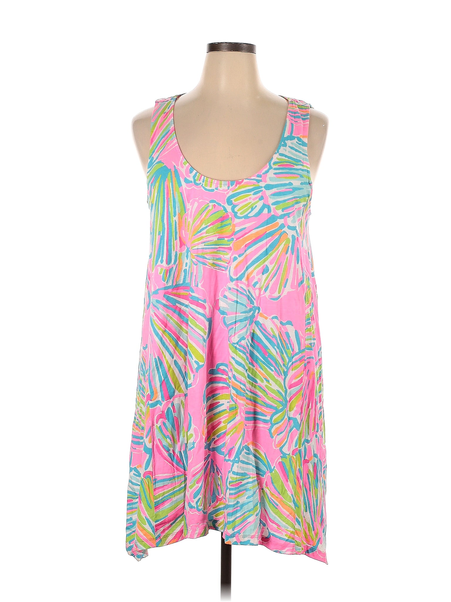 Lilly Pulitzer 100 Cotton Tropical Multi Color Pink Casual Dress Size