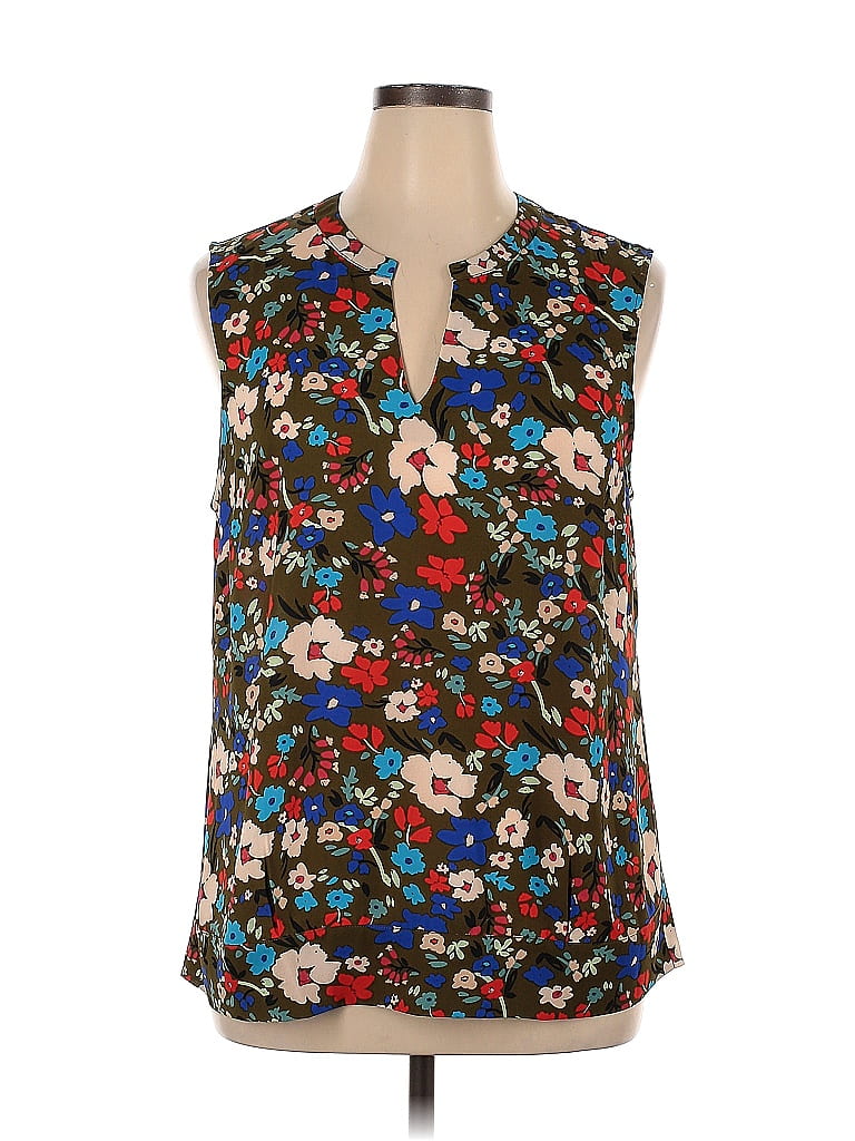 CAbi Floral Brown Sleeveless Blouse Size XL - 45% off | thredUP