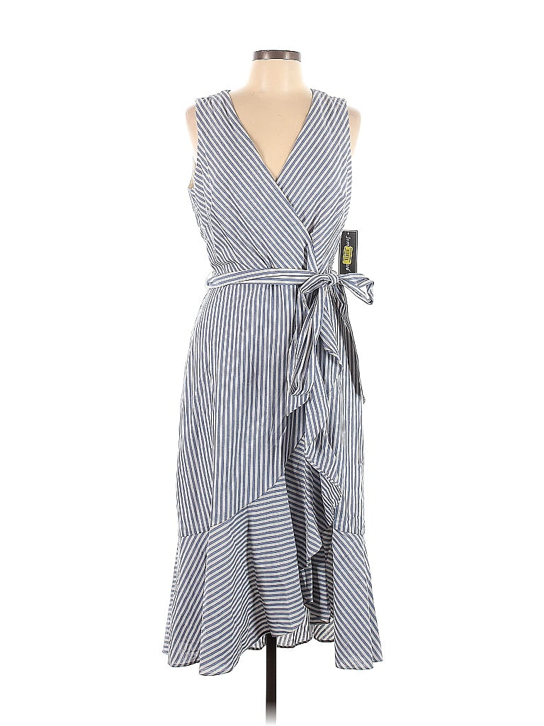 Jessica Howard 100% Cotton Stripes Multi Color Gray Casual Dress Size ...