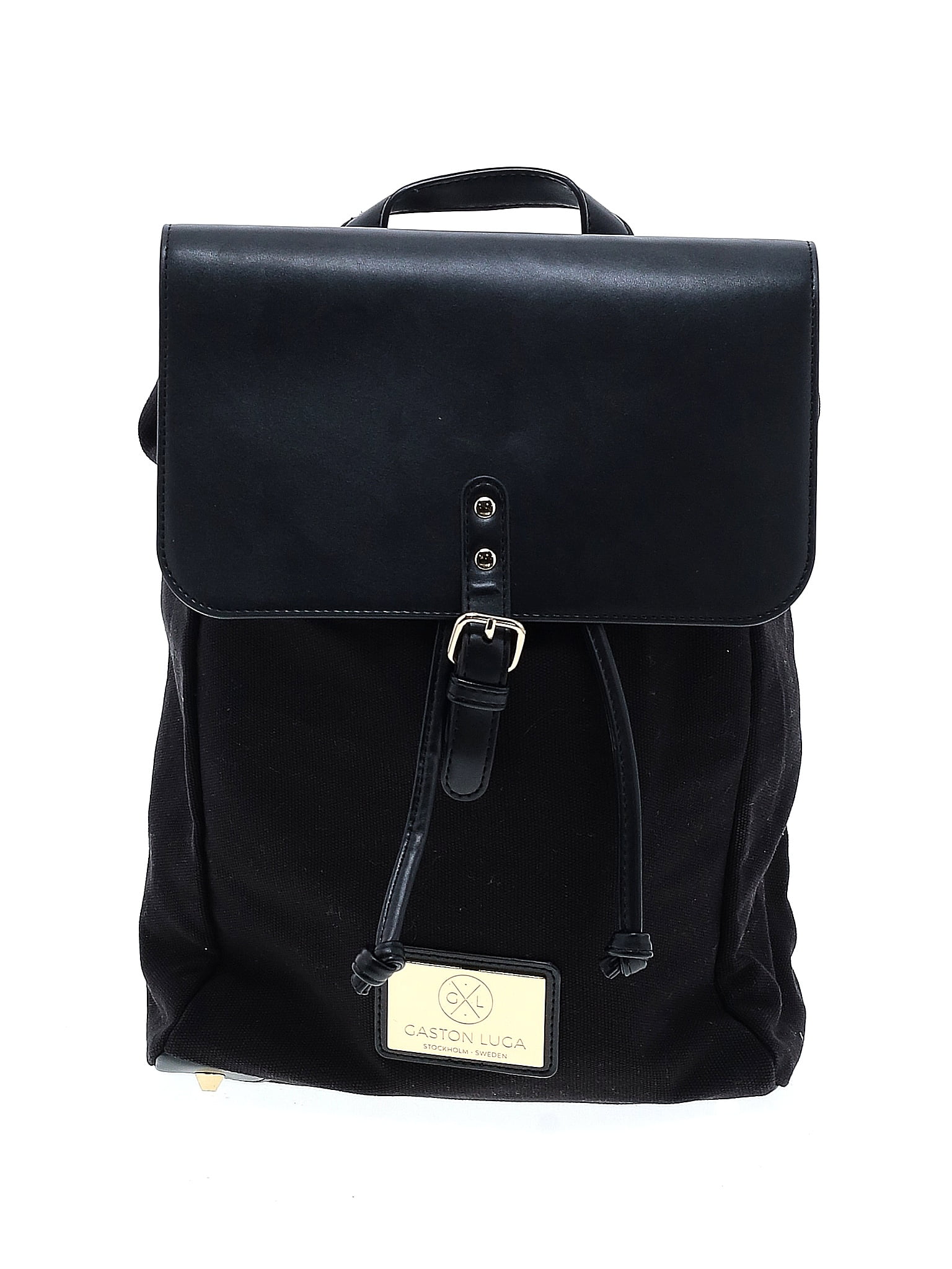 Gaston Luga Solid Black Backpack One Size - 59% off