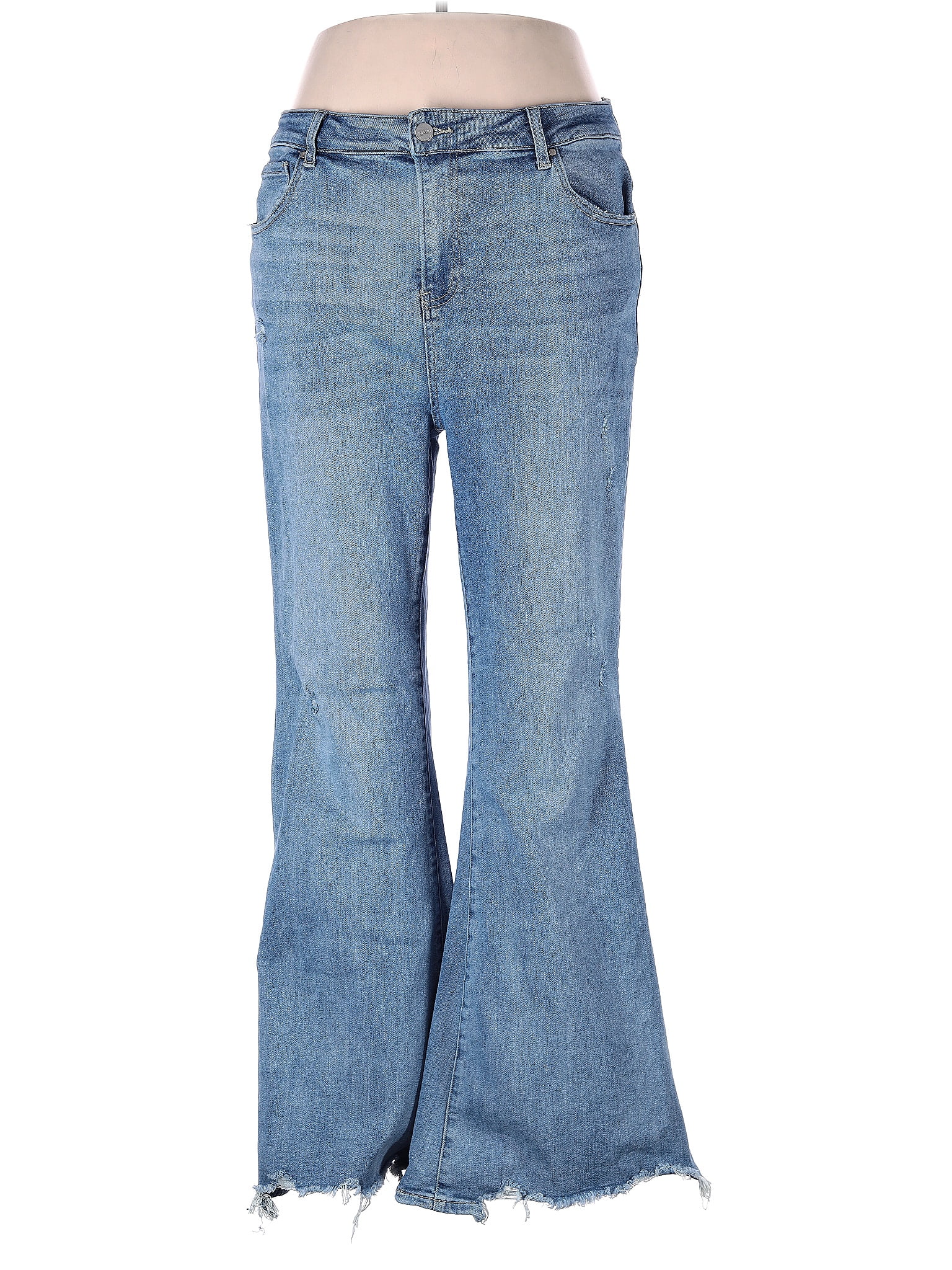 Risen Solid Blue Jeans Size 2X (Plus) 57 off thredUP