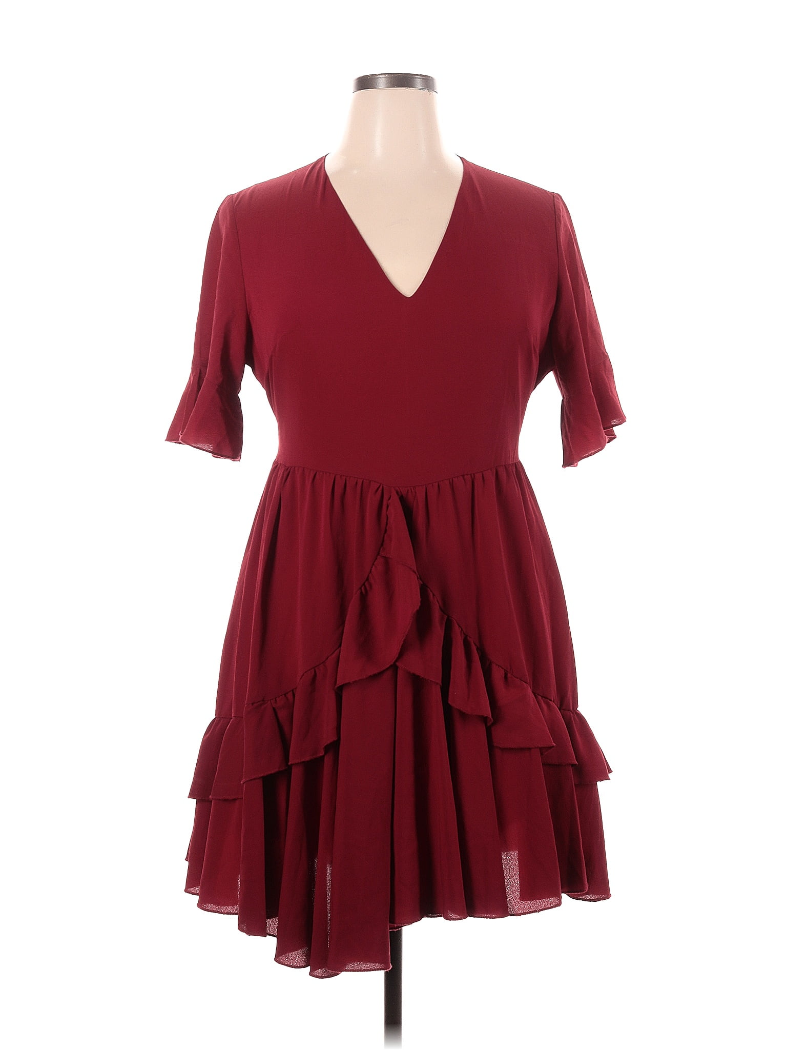 Belongsci Solid Maroon Burgundy Casual Dress Size Xl 64 Off Thredup