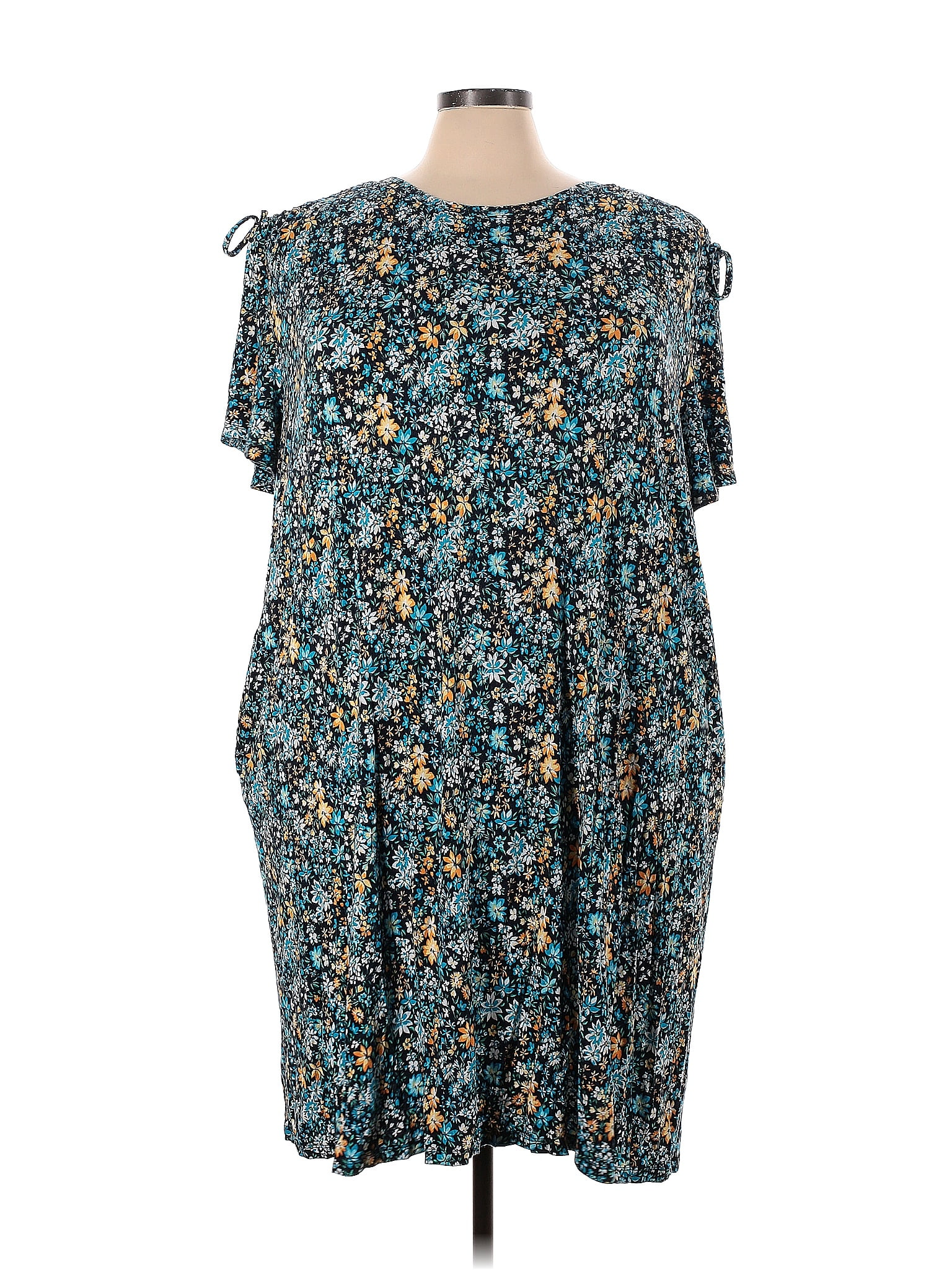 Terra & Sky Floral Multi Color Teal Casual Dress Size 4X (Plus) - 32% ...