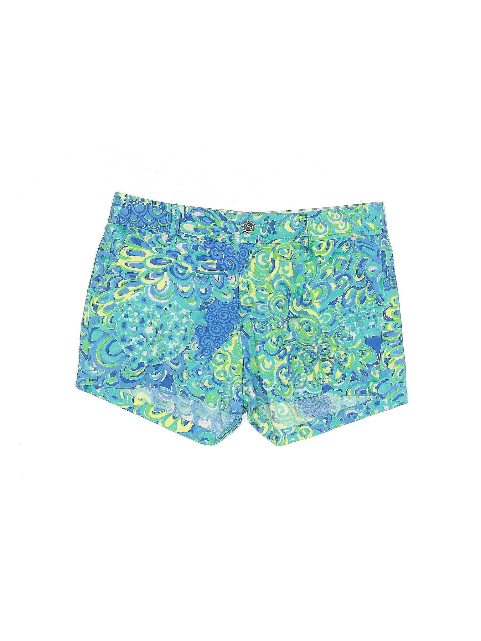 Lilly Pulitzer 100 Cotton Multi Color Blue Khaki Shorts Size 10 65