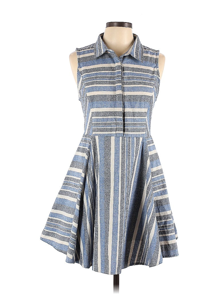 Entro Stripes Blue Casual Dress Size L - 58% off | thredUP