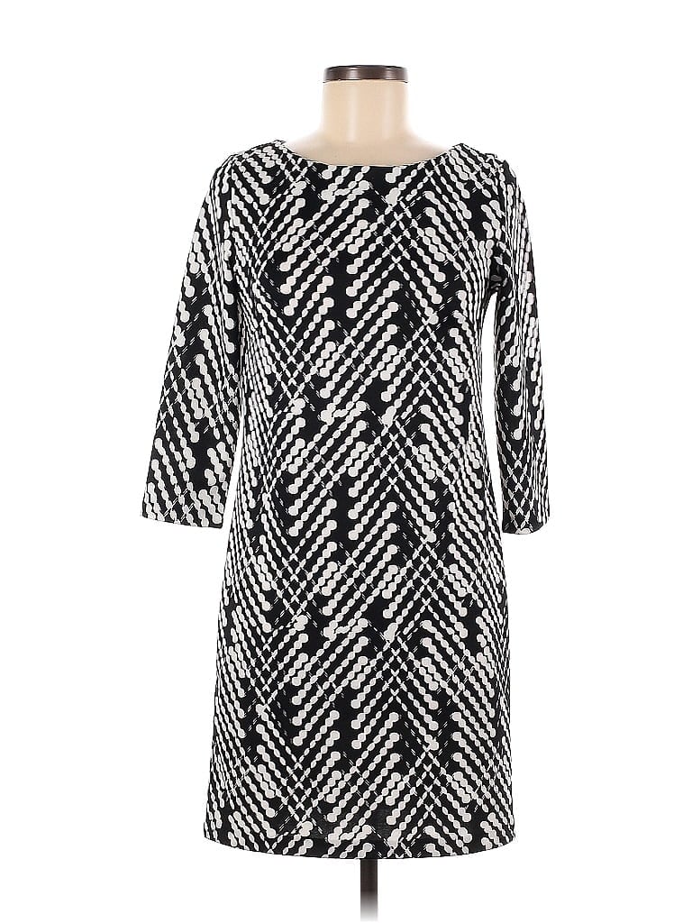 The Limited Houndstooth Jacquard Marled Argyle Grid Tweed Chevron-herringbone Graphic Black Casual Dress Size XS - photo 1