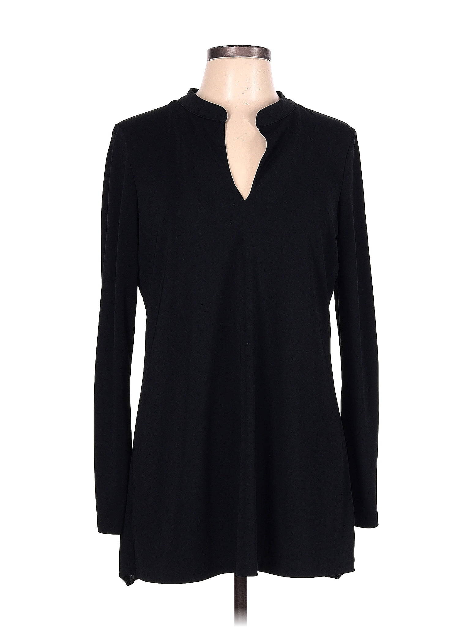 Kenneth Cole New York 100 Polyester Solid Black Long Sleeve Blouse