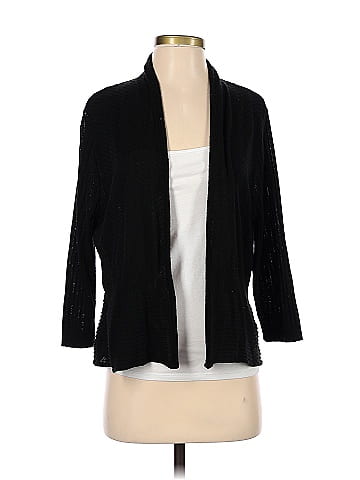 Apt. 9 100 Acrylic Color Block Solid Black Cardigan Size P Tall