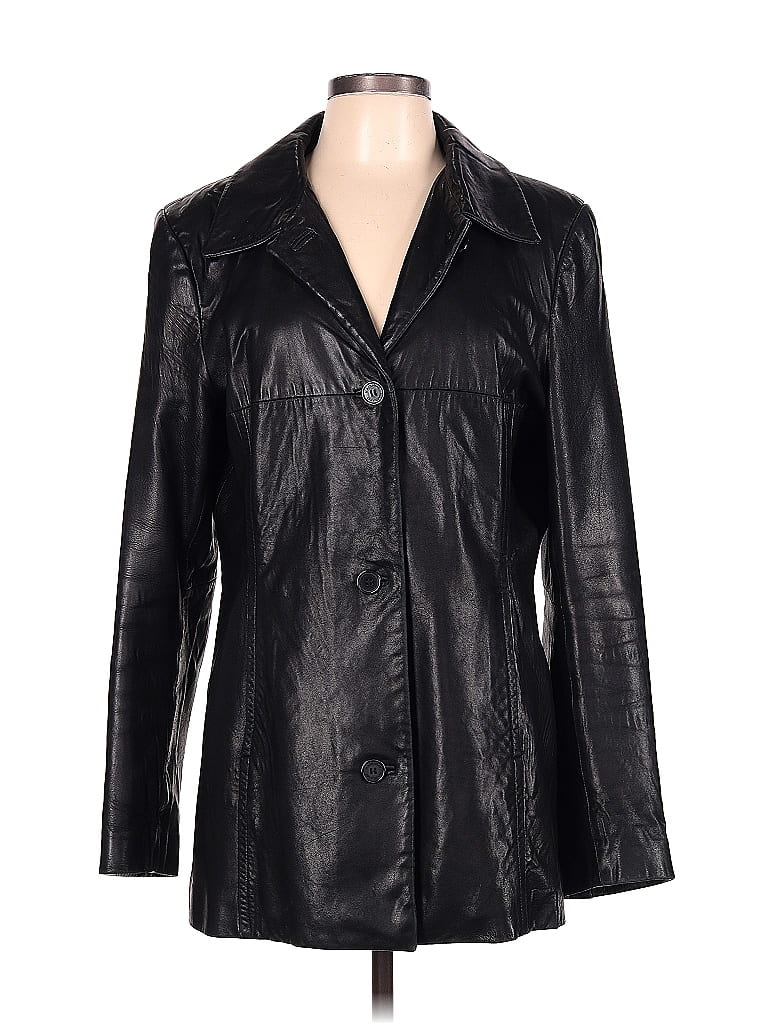 Lady Hathaway 100% Leather Solid Black Leather Jacket Size L - 42% off ...