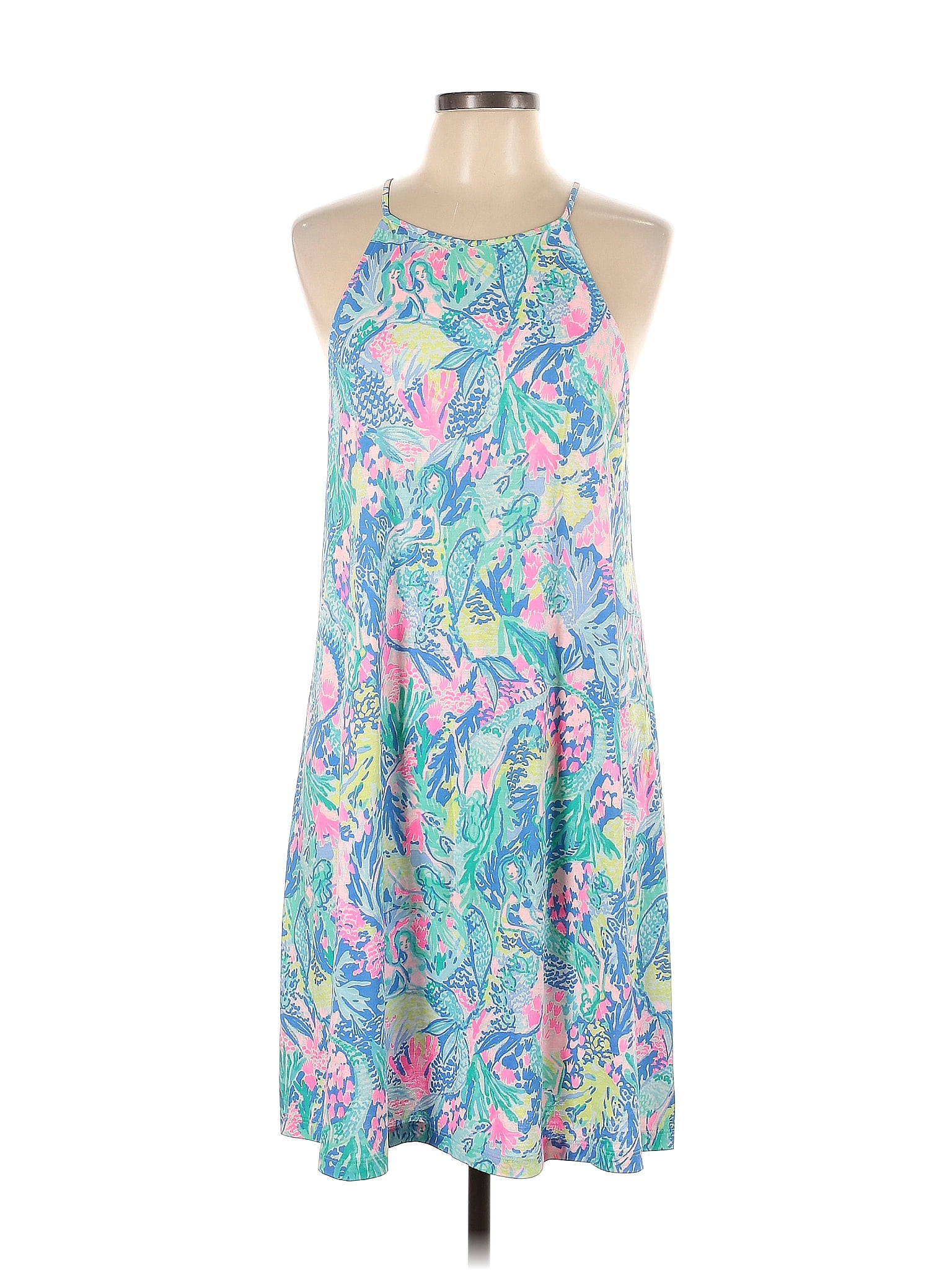 Lilly Pulitzer 100% Cotton Multi Color Blue Casual Dress Size L - 59% ...