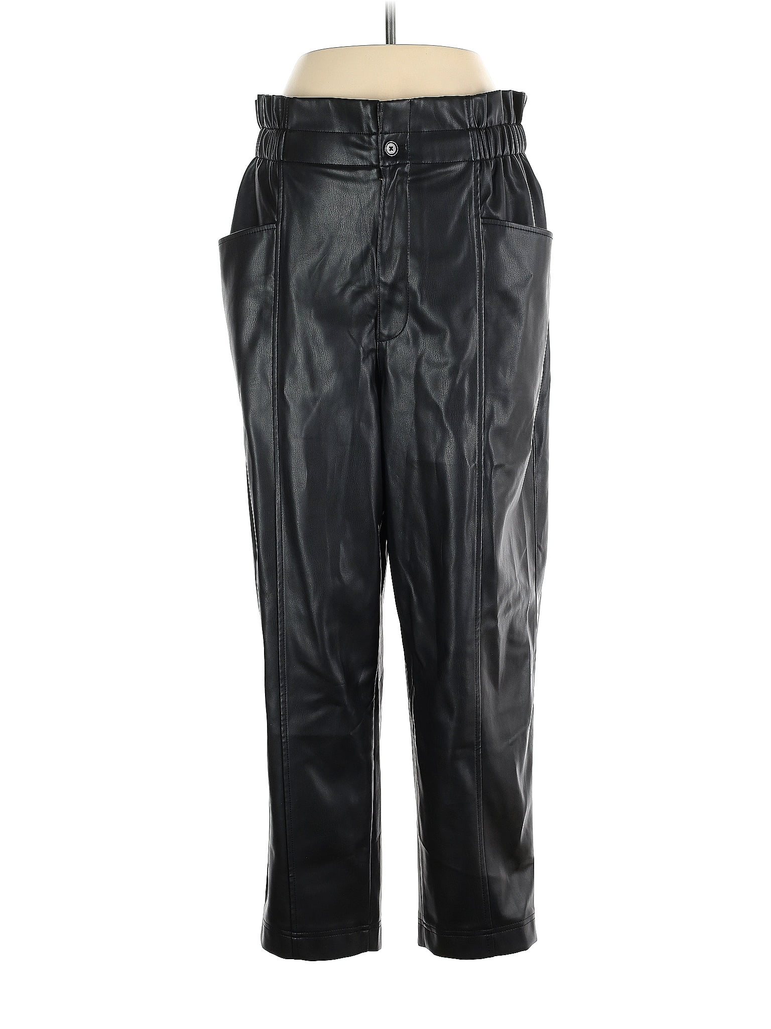 Madewell 100 Polyurethane Solid Black Faux Leather Pants Size 14 69 off thredUP