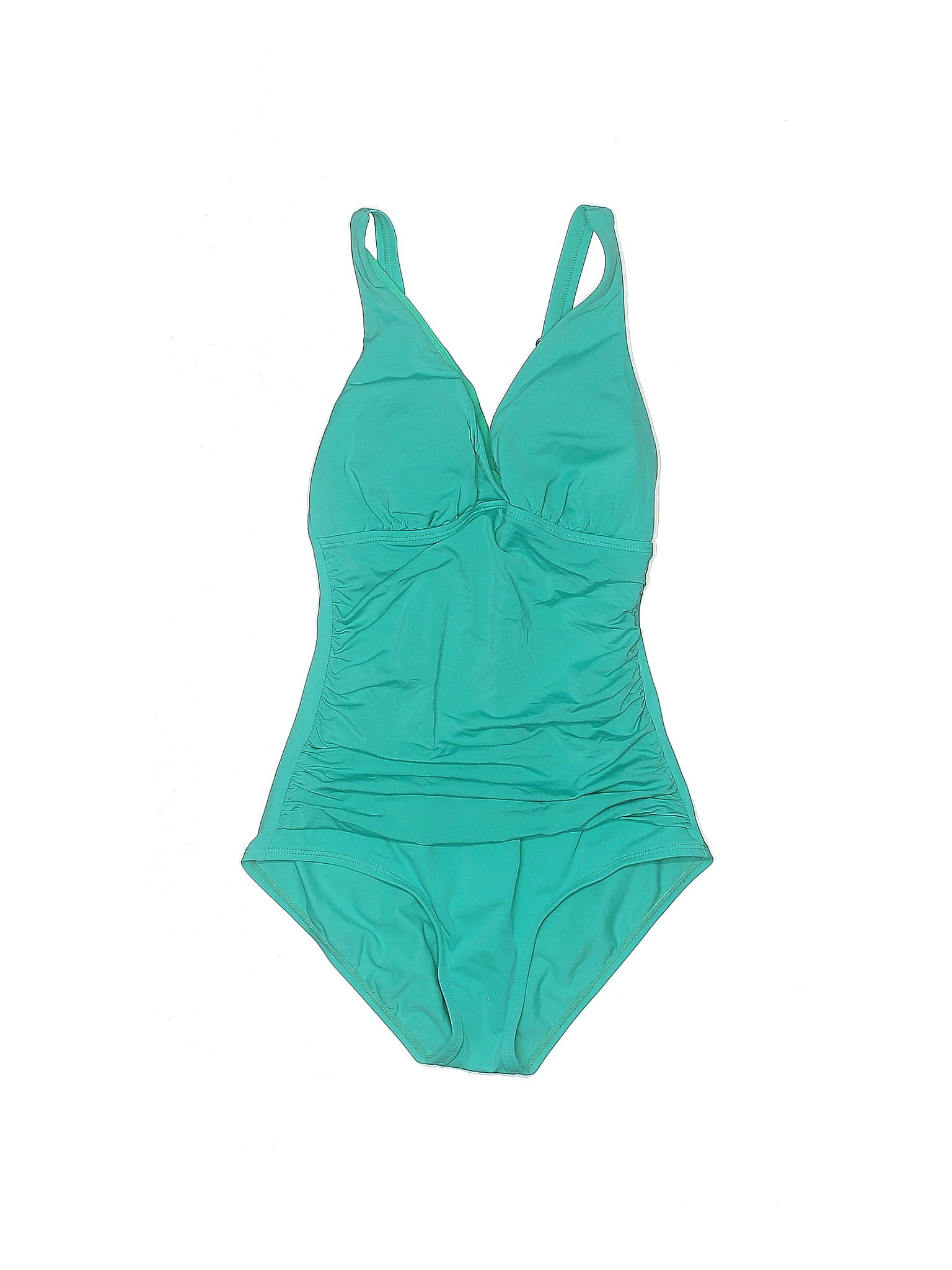 Jantzen Solid Blue Green One Piece Swimsuit Size 6 57 Off Thredup