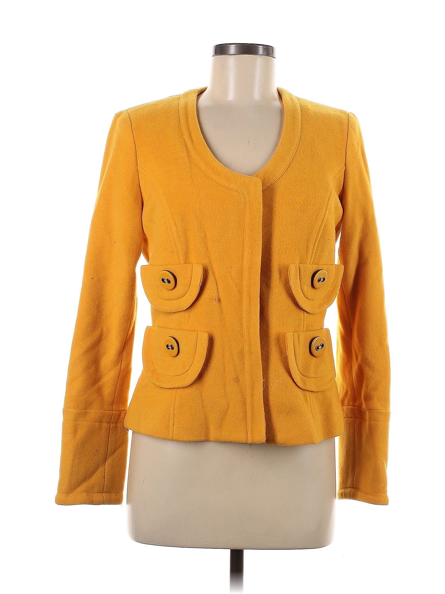 Etcetera Solid Yellow Wool Coat Size 6 - 80% off | thredUP