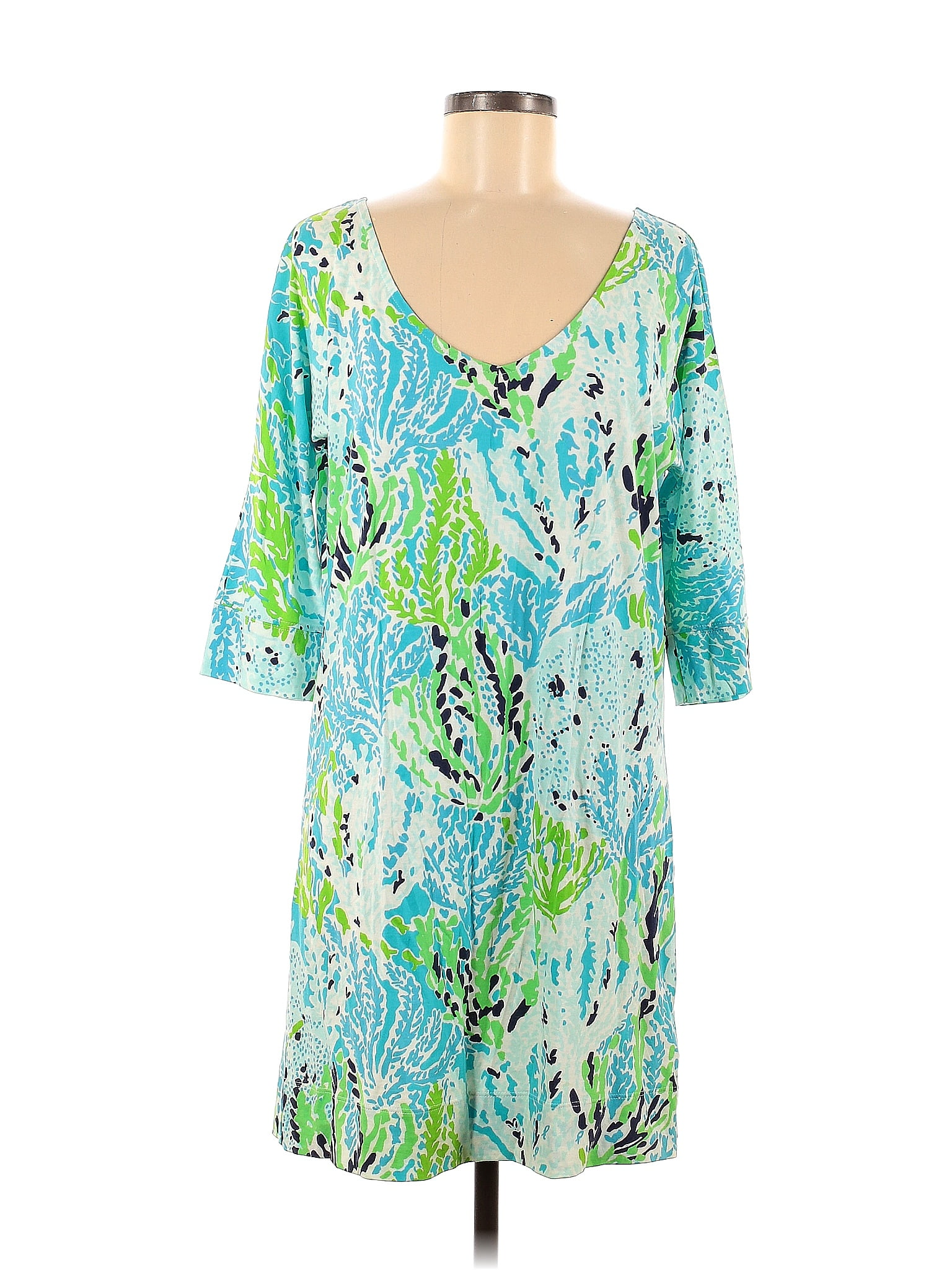 Lilly Pulitzer 100 Cotton Multi Color Green Casual Dress Size M 70